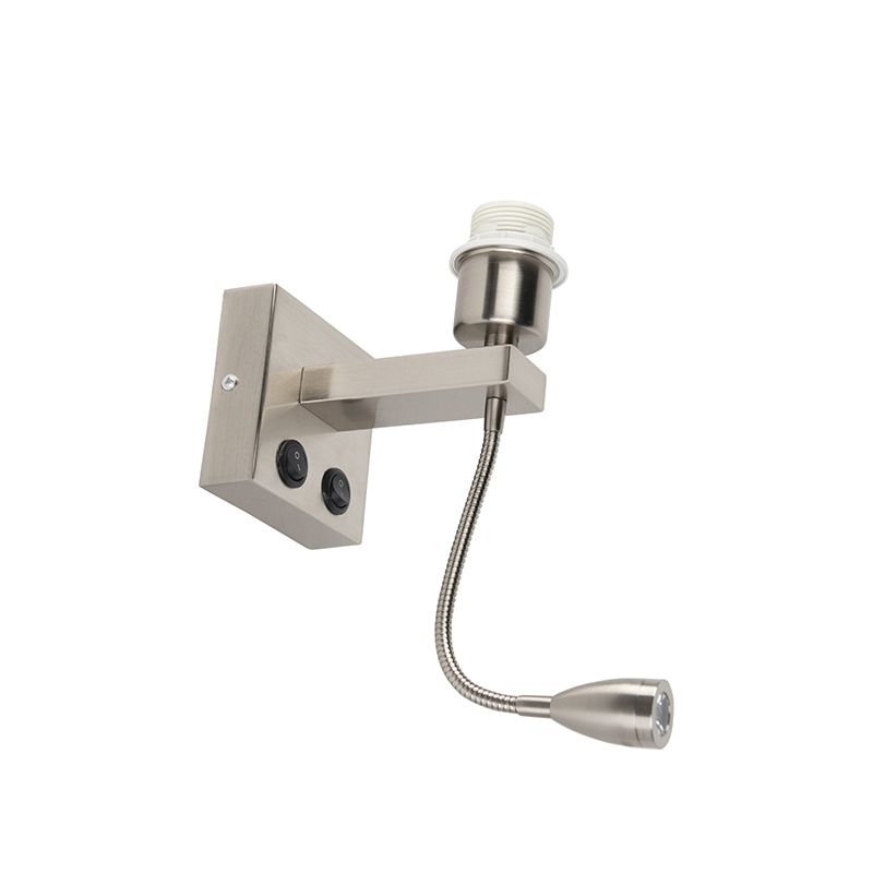 Moderne wandlamp staal met flexarm - Brescia Combi