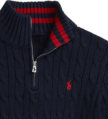 Polo Ralph Lauren Bluse m. Reißverschluss - Strick - Navy