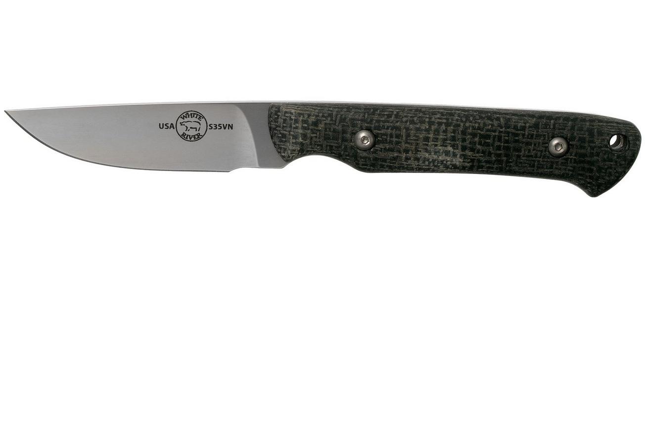 White River Knives Small Game Knife Black Burlap Micarta jachtmes, Owen Baker Jr. design