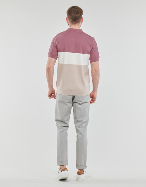 Selected - SLHMATTIS SS KNIT BLOCK POLO B - Mauve / Blanc / Beige