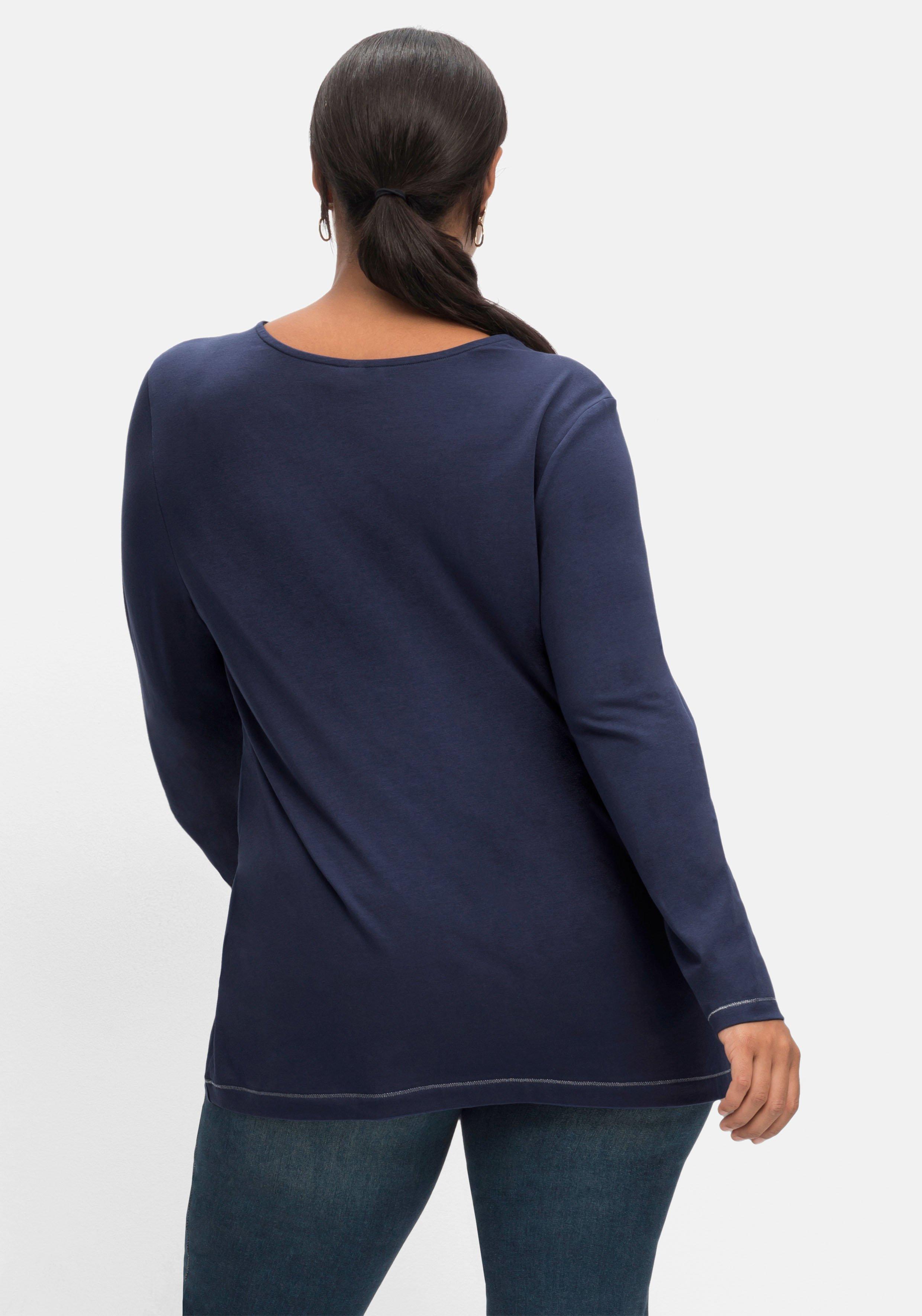 Langarmshirt in A-Linie, mit Falte vorn und Effektgarn