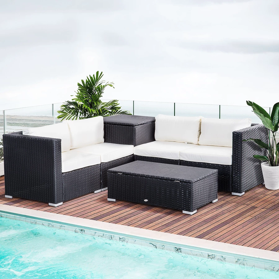 Outsunny Gartenmöbel Set mit Stauraum schwarz