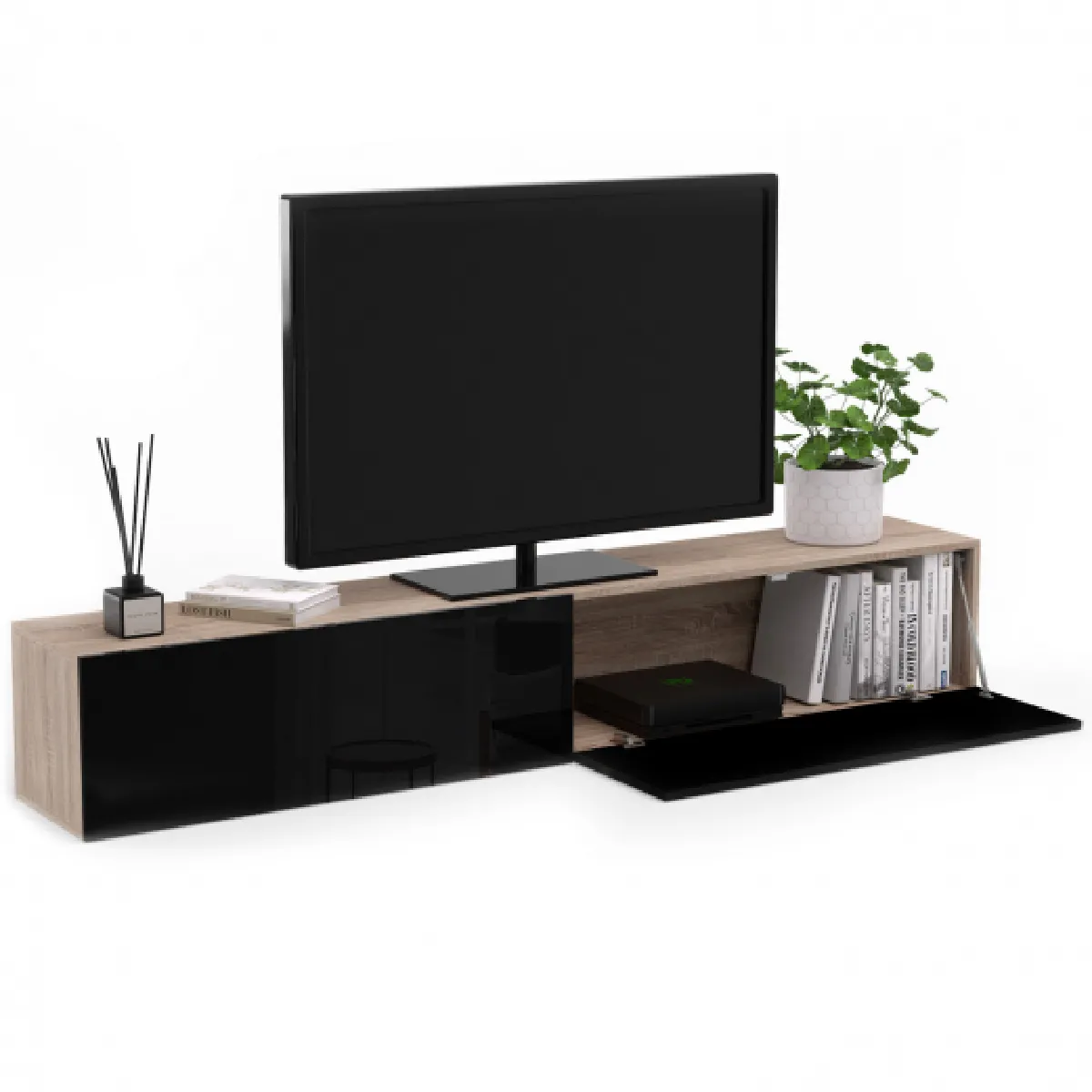 Idmarket MARKET Meuble TV ELIO - Bois et Noir