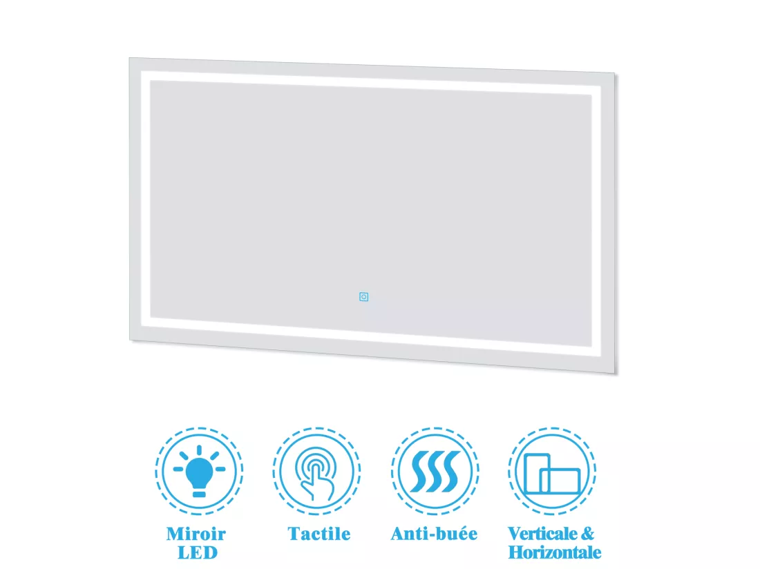 Ensemble muebles salle de bain 120cm double vasque + miroir Chêne Wotan - Aica