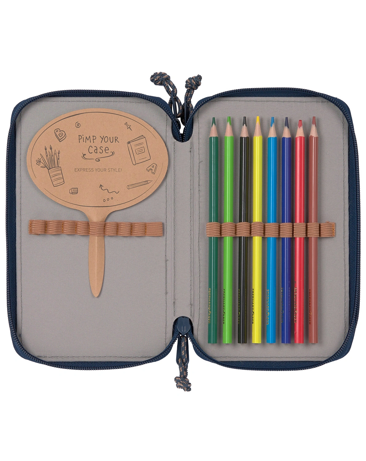 Federtasche TRIPLE UNIQUE mit Inhalt in navy