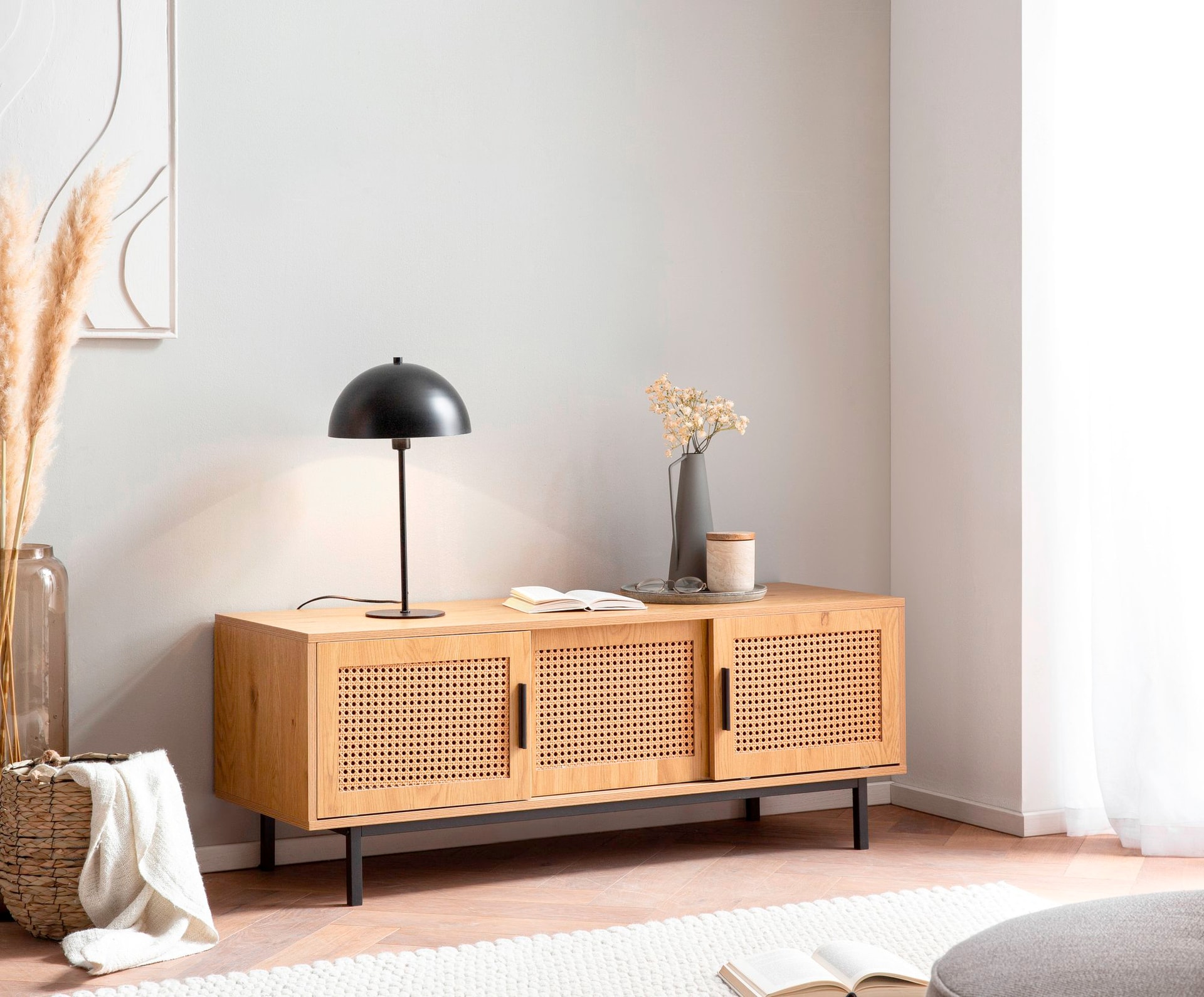 Lowboard 120 x 46 cm braun/schwarz