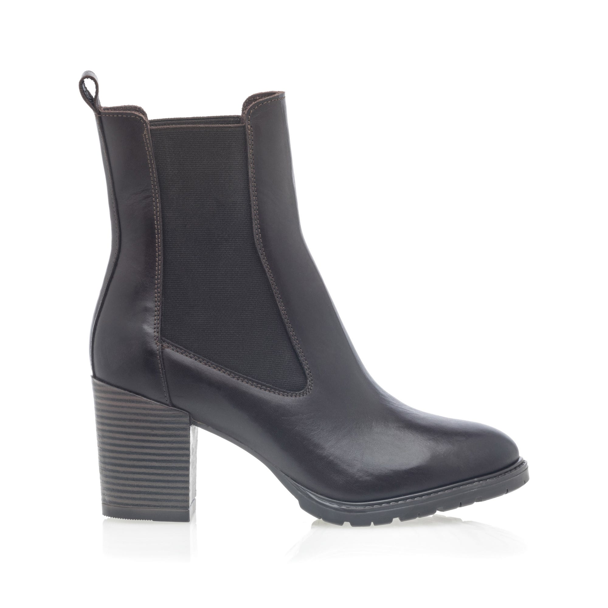 Boots chelsea à talon Femme en cuir marron