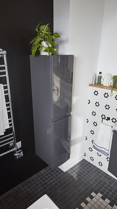 Colonne de salle de bains gris anthracite Vague 30 cm
