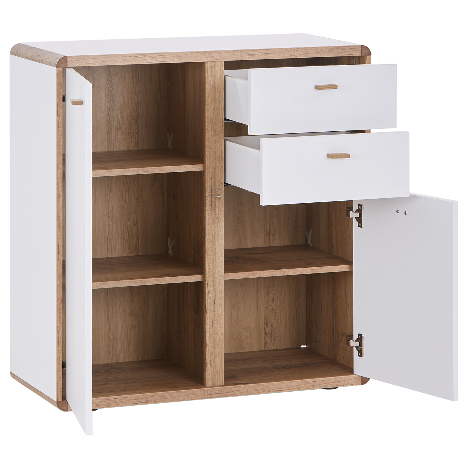 Kommode - weiß - Flagstaff Eiche - teilmassiv - 86 cm