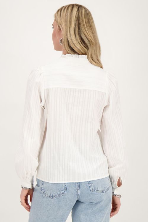 Witte blouse met bloemen tapes
