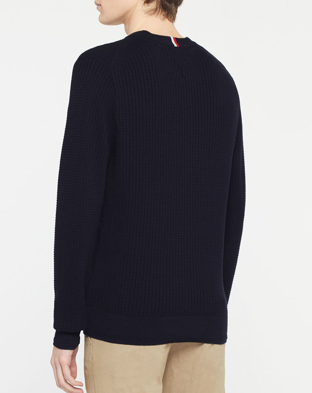 Tommy Hilfiger Pull Grid Structure col rond bleu marine