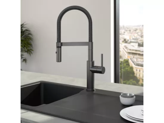 Robinet cuisine VILLEROY ET BOCH Steel expert 2.0 anthracite + nettoyant