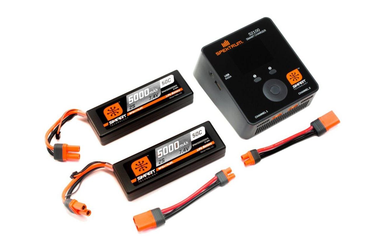 Smart PowerStage Bundle 4S S2100 + 2x 2S LiPo<br>Smart Ladegerät mit 2x 7.4 V 5000 mAh LiPo Akku
