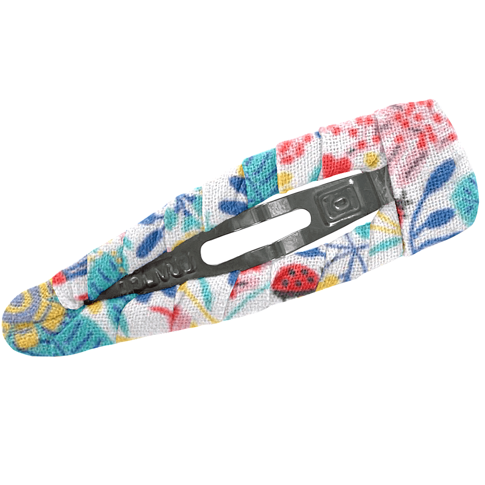Barrette Clic-Clac Tissu Champêtre Bleuté