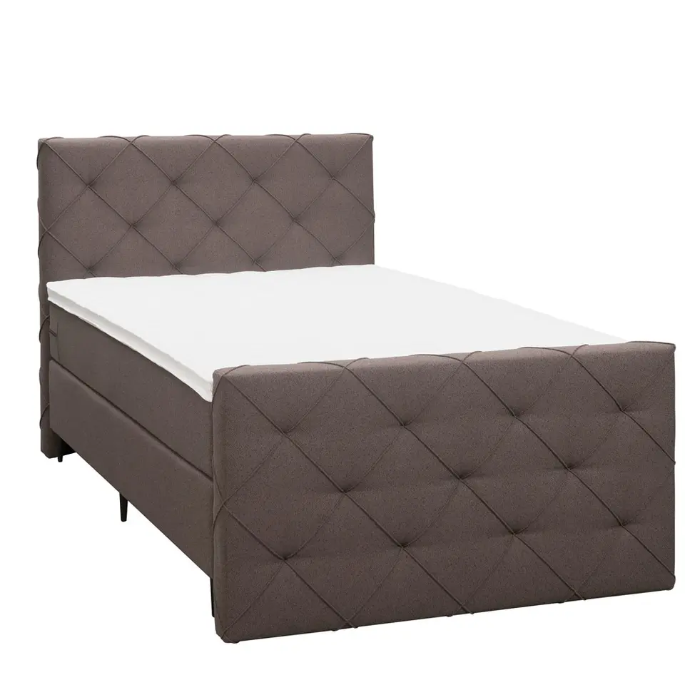 Boxspring met voetbord Liv geruit - donkerbruin - 120x200 cm - slanke poot