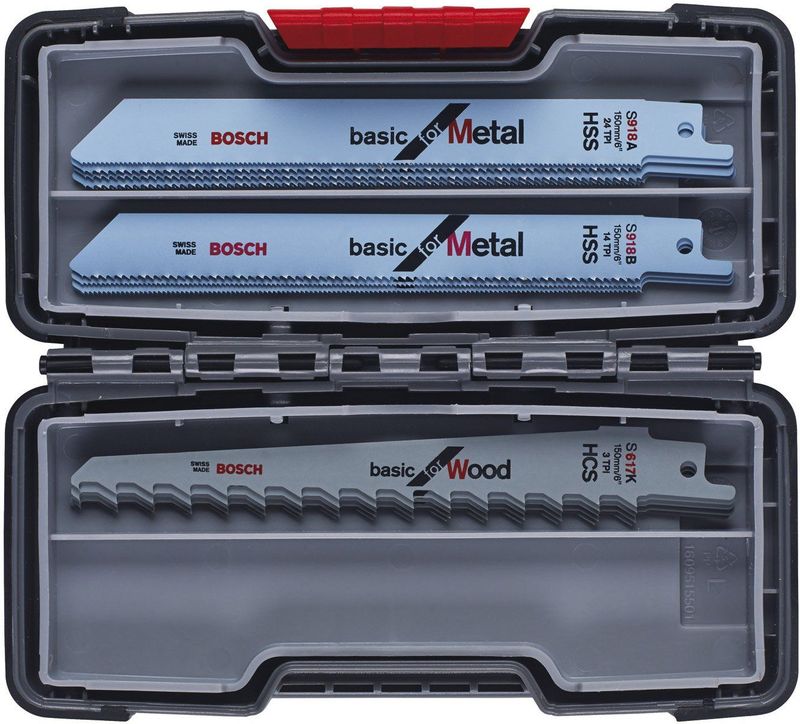 Bosch - 2607010901 - 15 Delige Reciprozaagbladen Set - Hout/Metaal - Inclusief Koffer