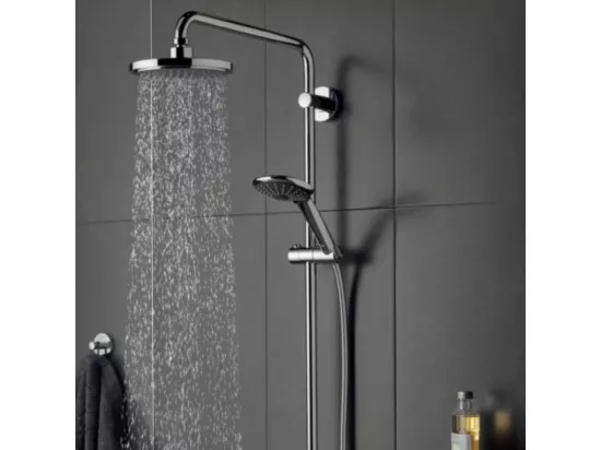 Colonne de douche avec mitigeur thermostatique GROHE Vitalio Joy System 210 Quickfix + Nettoyant GroheClean
