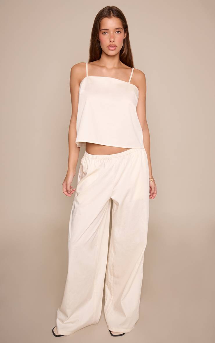 Blanc Ensemble Coordonné Pantalon Large Décontracté En Coton