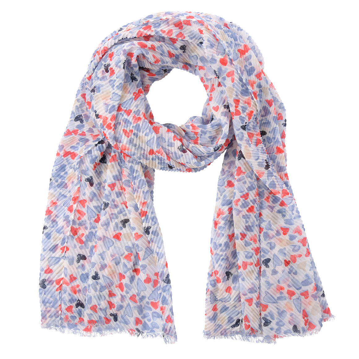 Gina Damen Tuch mit Herz-Allover blau / weiss / rot