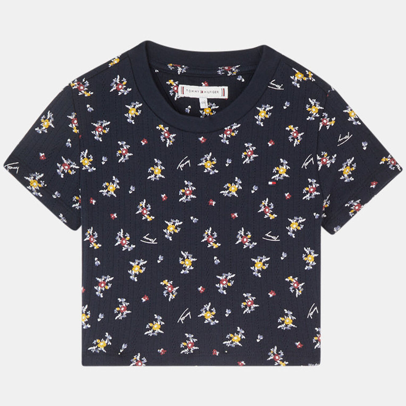 Tommy Hilfiger T-shirt court en Coton imprimé floral bleu nuit