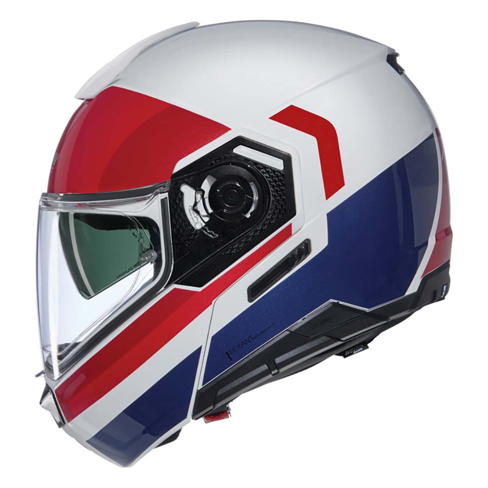 Nolan - Casque N90-3 Roboto N-Com Blanc / Rouge / Bleu / Brillant