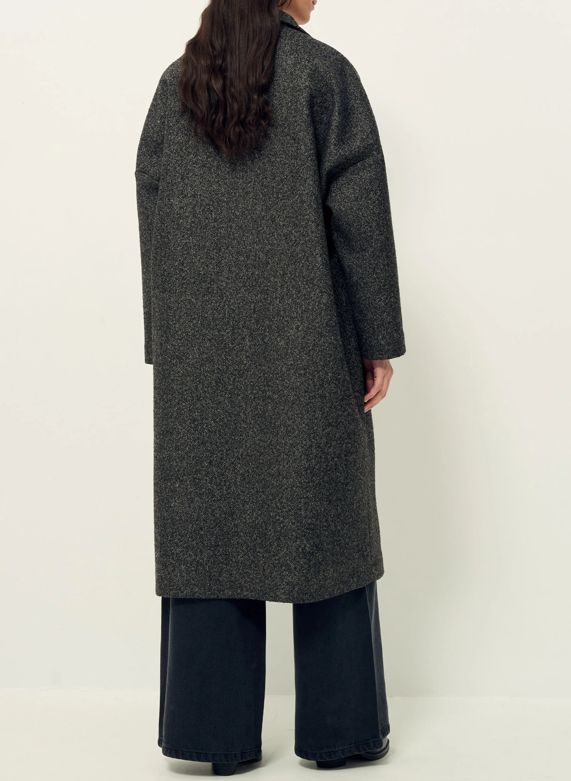 EMILY - Manteau col tailleur en laine mélangée | Noir