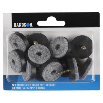 HANDSON meubelglijder viltglijder met schroef bruin Ø28 mm 12 stuks