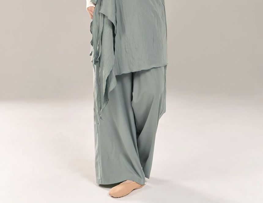 Cossita - Hoge taille effen overlay wijde dansbroek