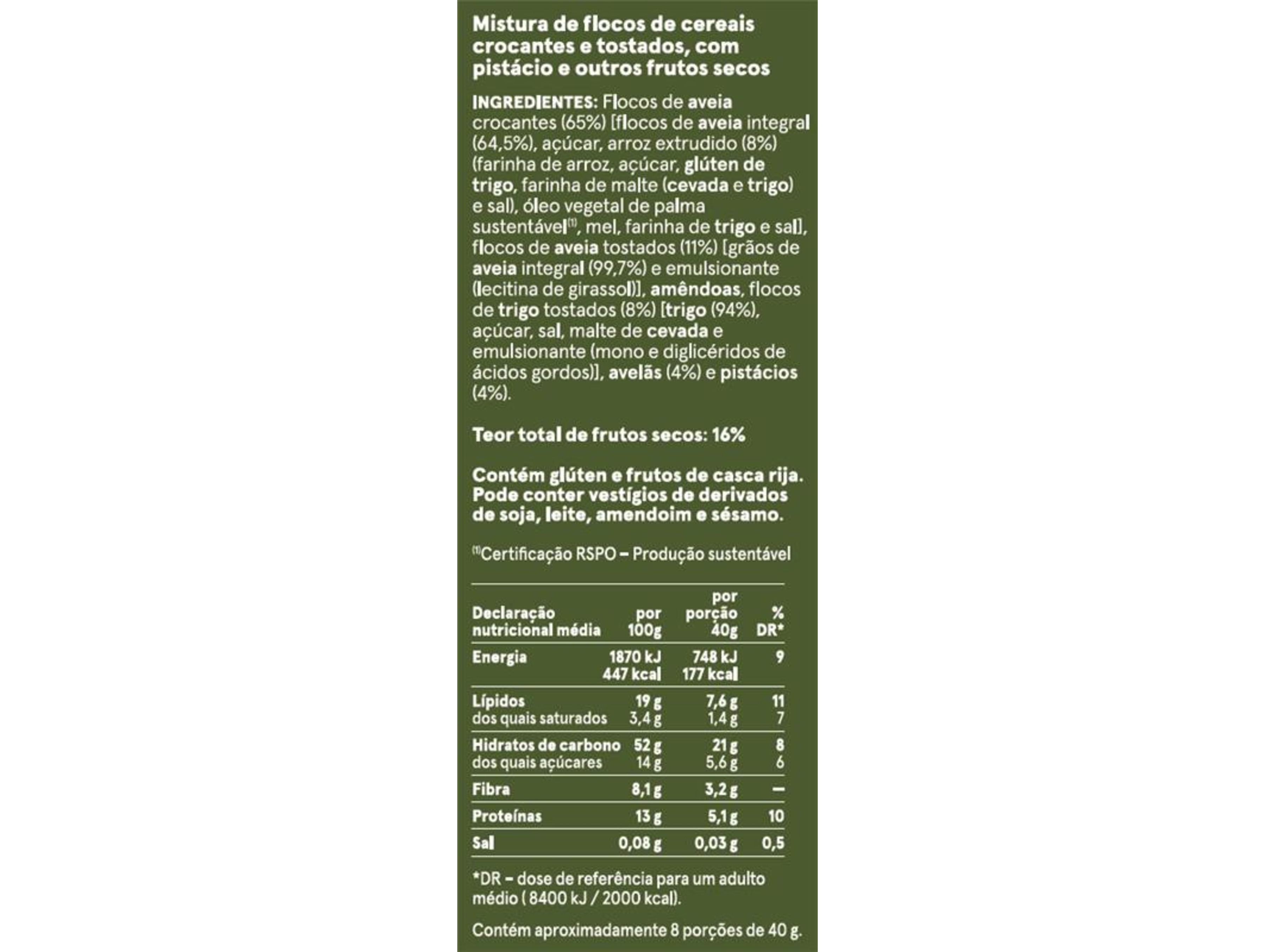 CEREAIS MUESLI SALUTEM PISTACIO E AVELA 300G
