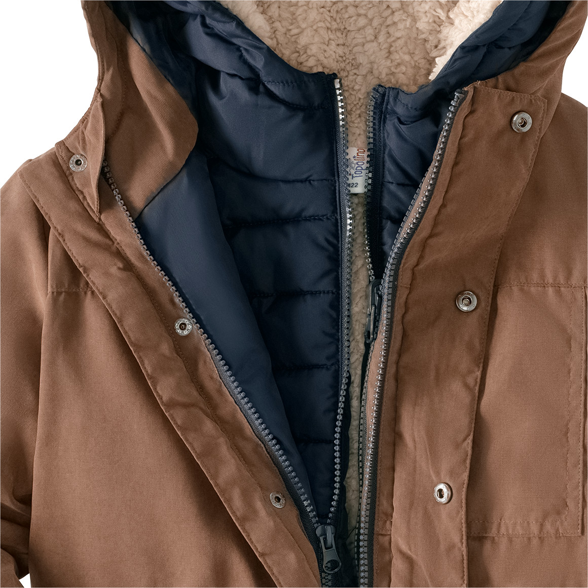 Topolino Jungen 3-in-1 Jacke im Parka-Look braun