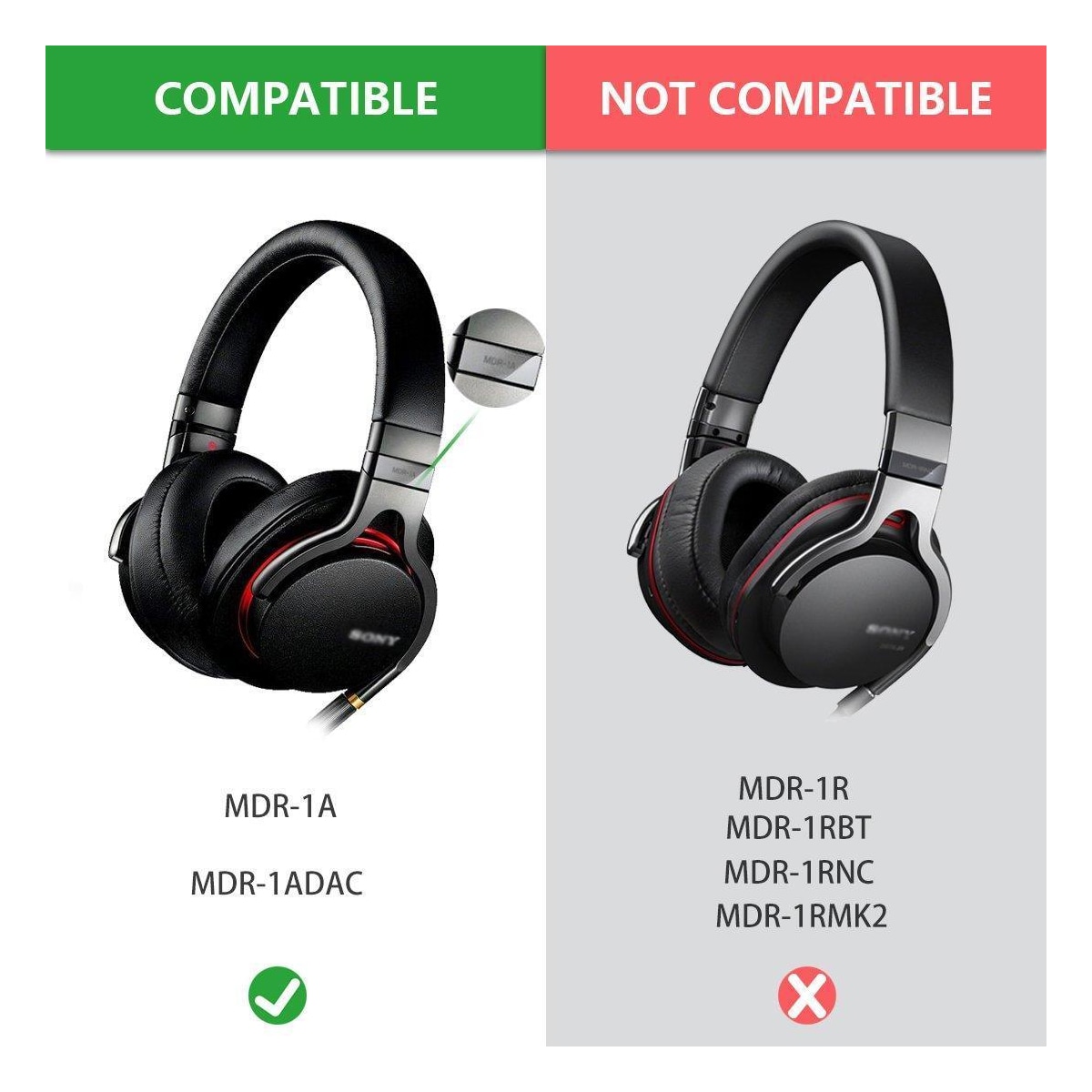Øreputer for Sony MDR-1A 1ADAC Brown 1 par