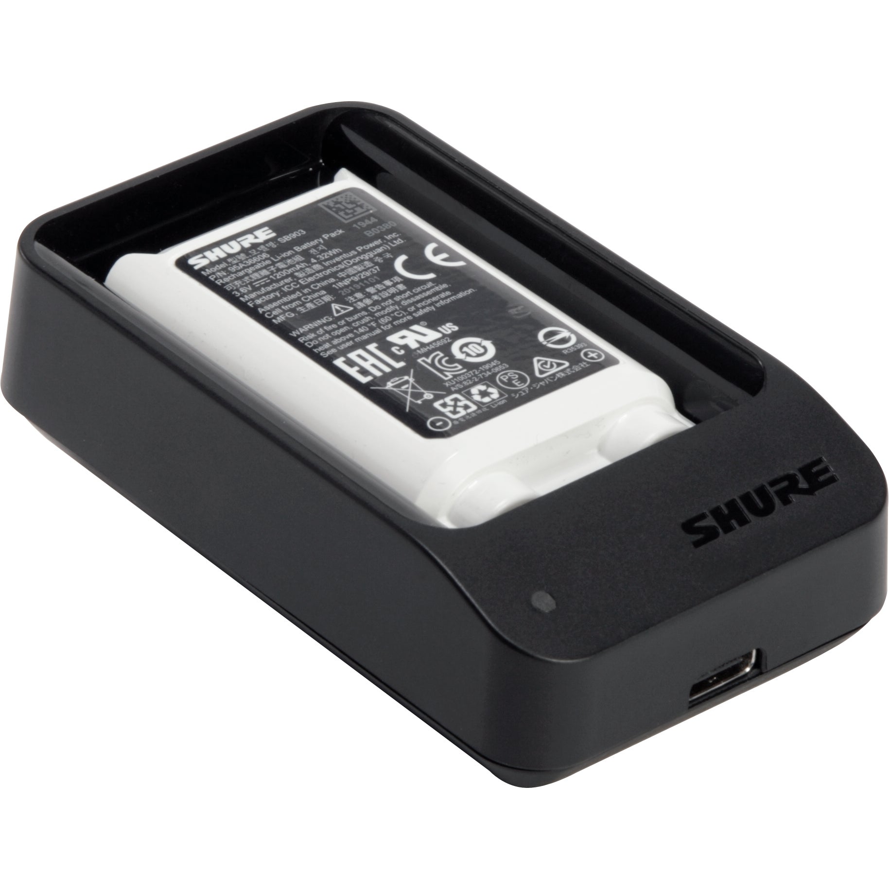 Shure SBC10-903-PS SLX-D enkele acculader met USB voeding