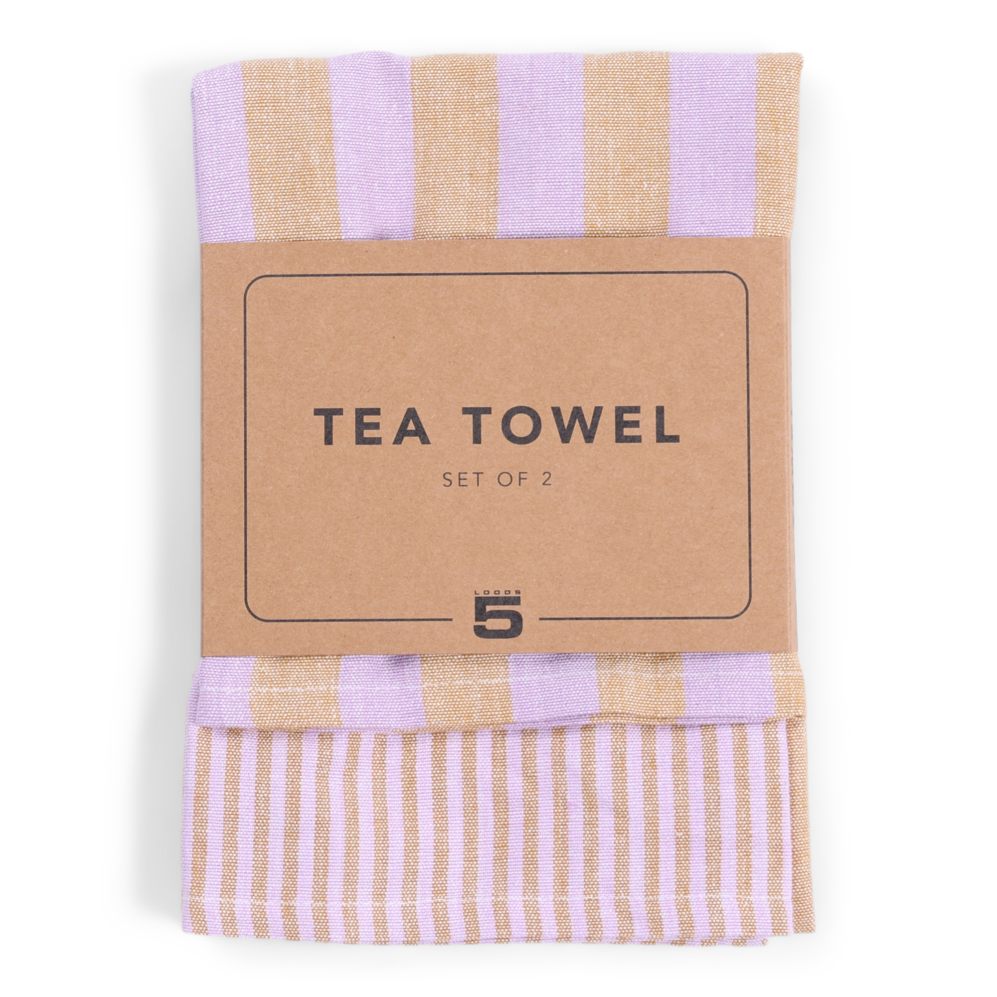 Theedoek Olivia lupine brown - set van 2