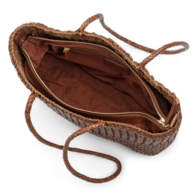 Damen-Ledershopper geflochten, Braun