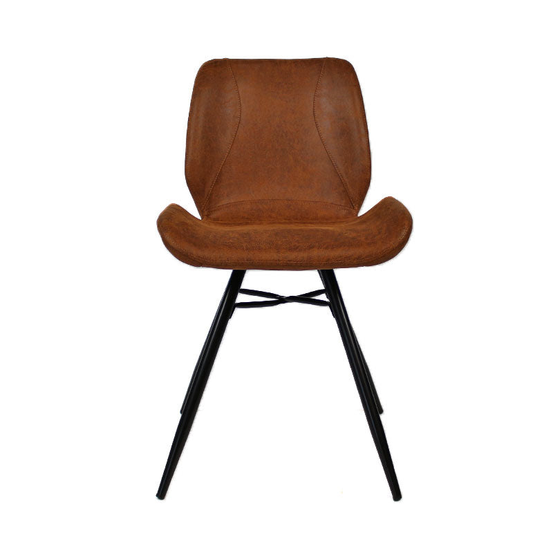 Bronx71 IndustriÃ«le eetkamerstoel Barrel cognac eco-leer