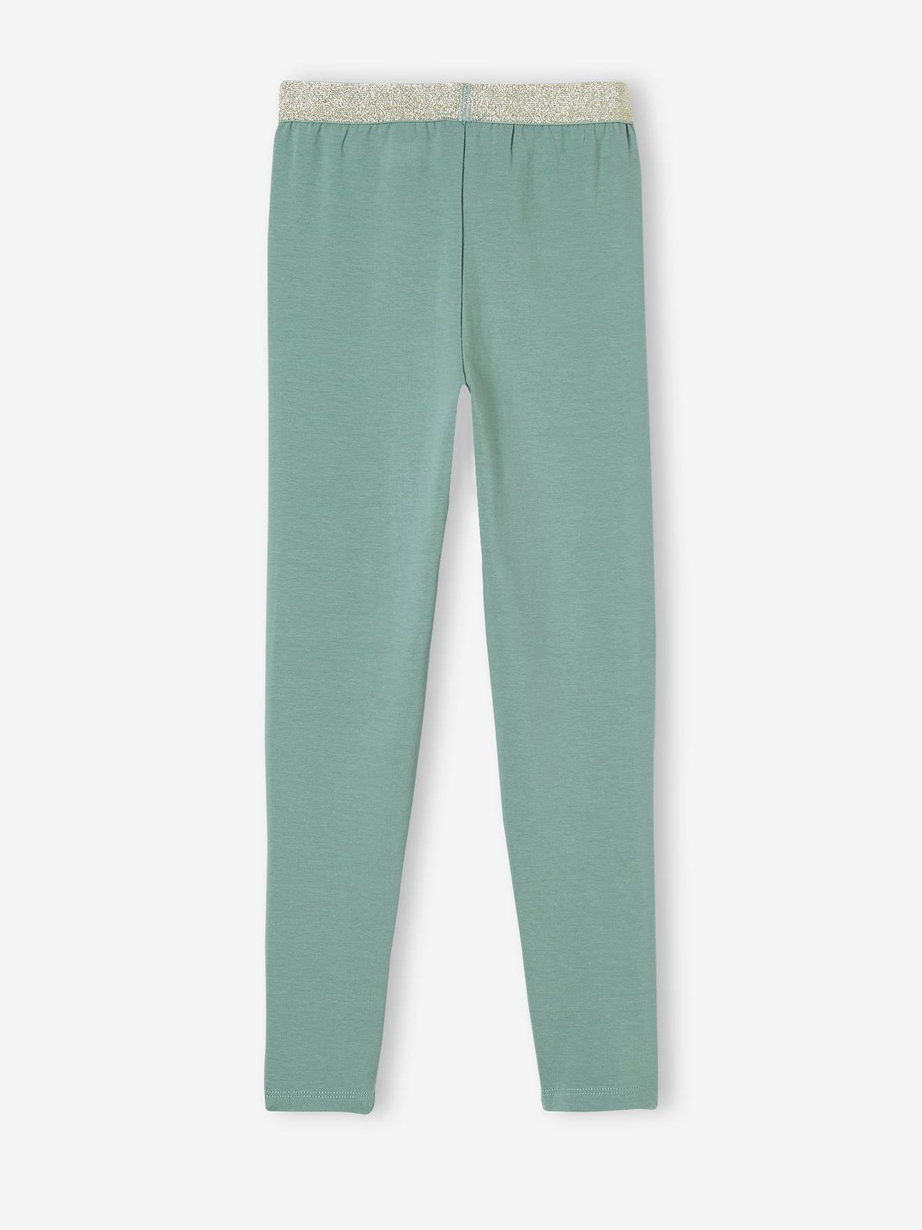 Leggings lisas, elásticas e iridescentes para meninas, cor pêssego.