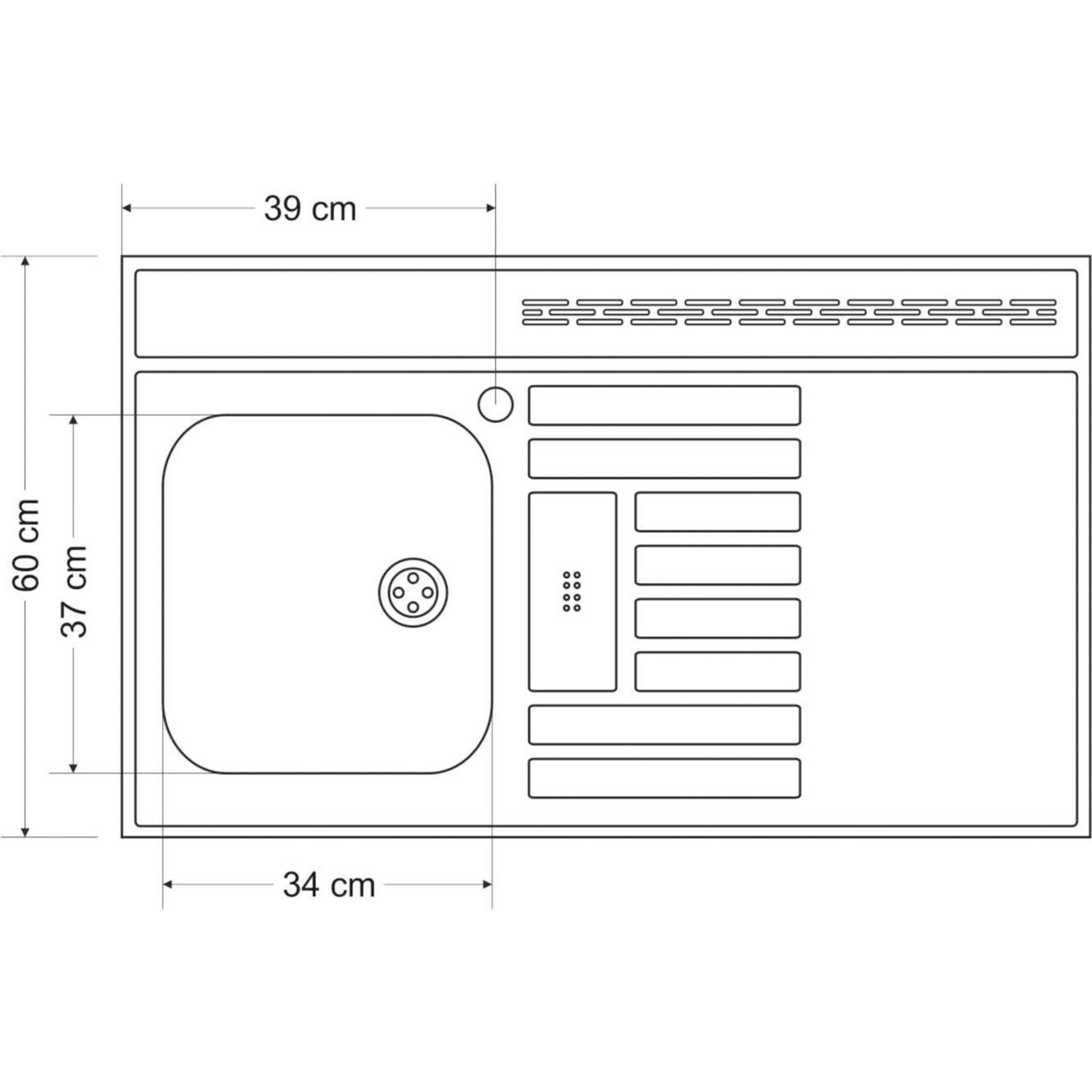 Stengel Küchen Kitchenline MKB 100 weiß - ohne Kochfeld rechts, Becken links