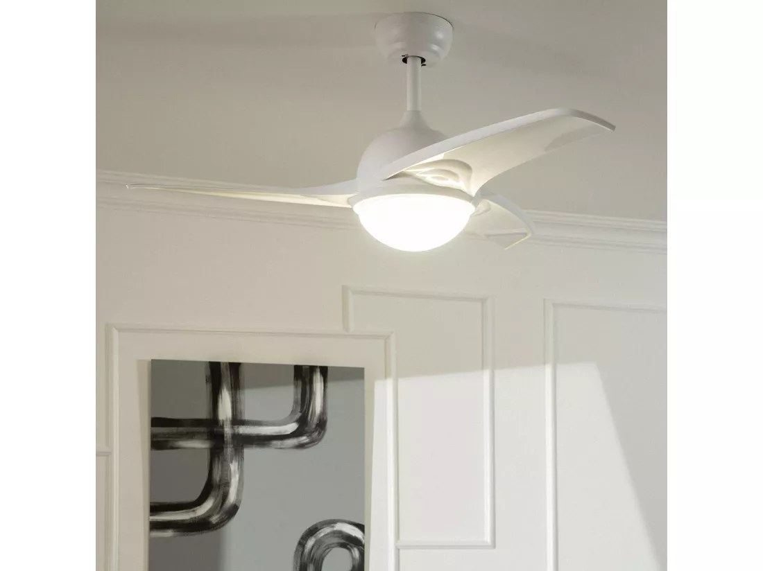 Ventilateur de Plafond Silencieux Aran Blanc 107cm Moteur DC Blanc