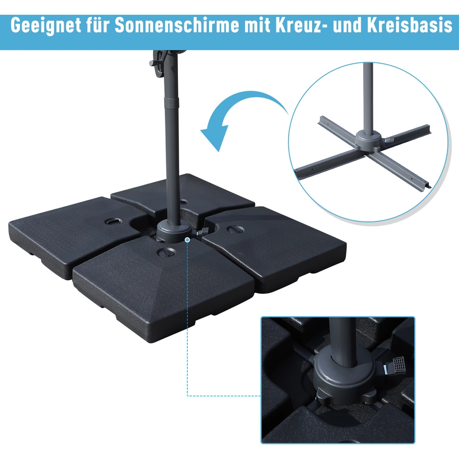 Outsunny Gartenschirmständer als 4-teiliges Set schwarz