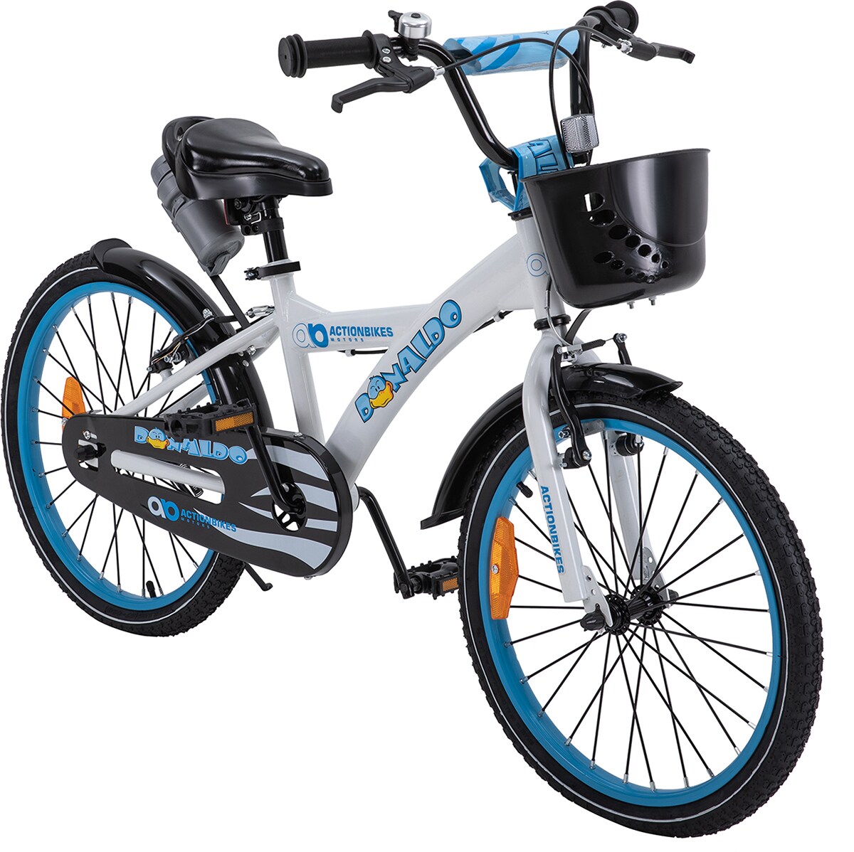 Actionbikes Kinderfahrrad Donaldo 20 Zoll, V-Brake-Bremsen, höhenverstellbar, Seitenständer, Korb