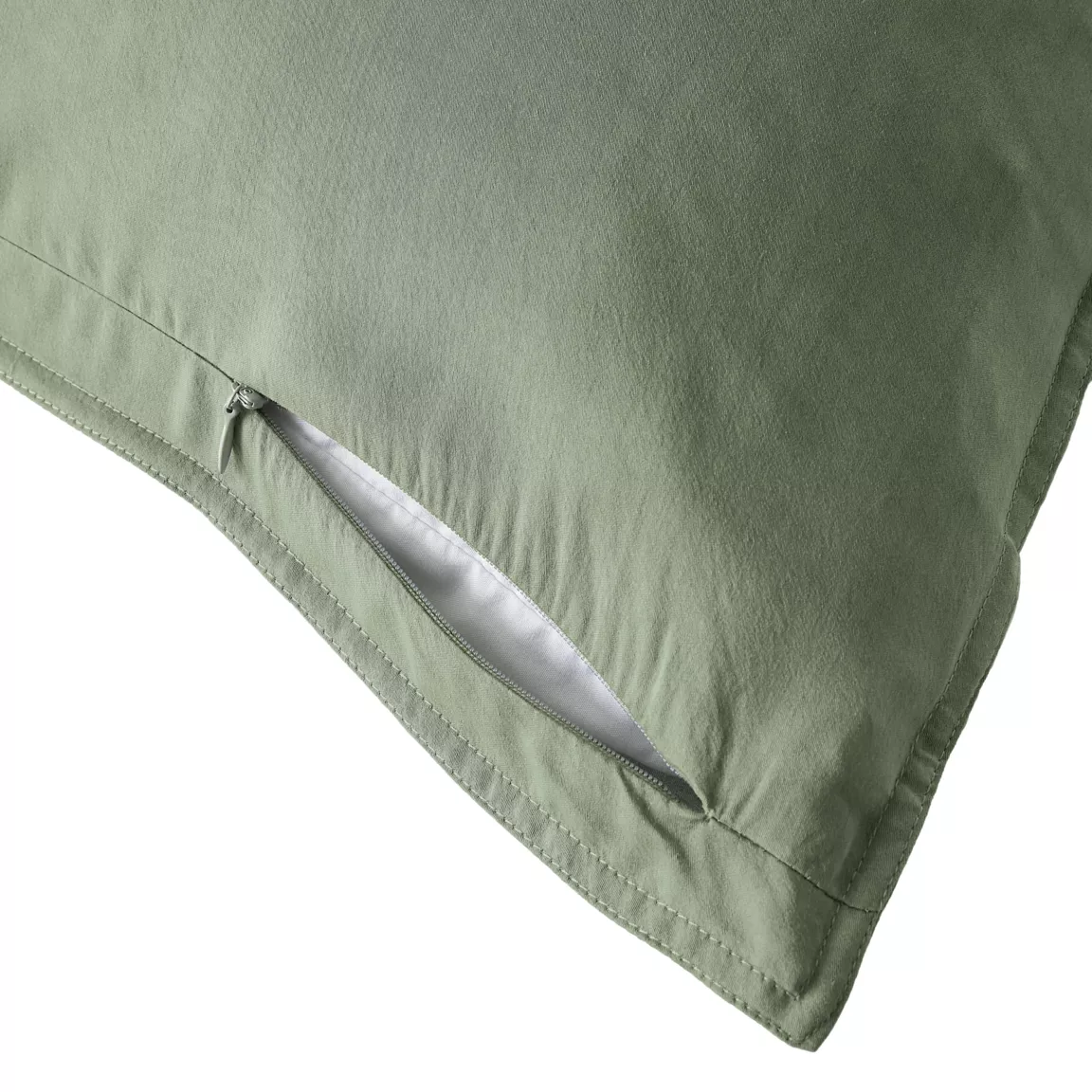 Taie d'oreiller rectangulaire lyocell Tencel™ lavé (50 x 80 cm) Olivia Vert romarin