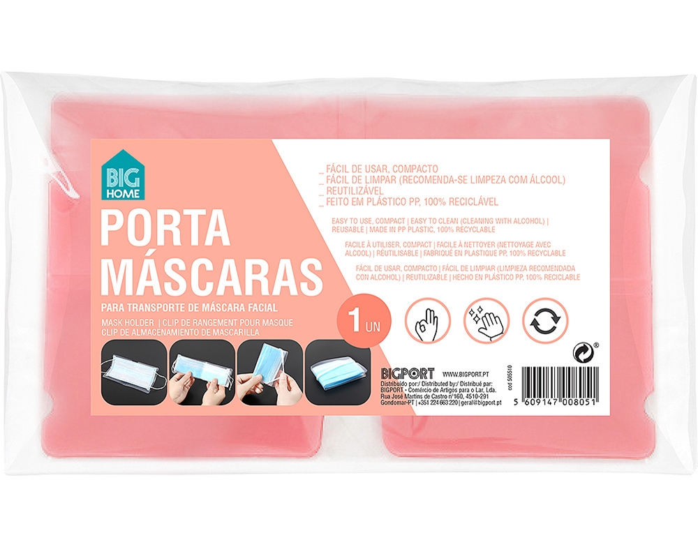 PORTA MÁSCARA BIGHOME ROSA TRANSPARENTE