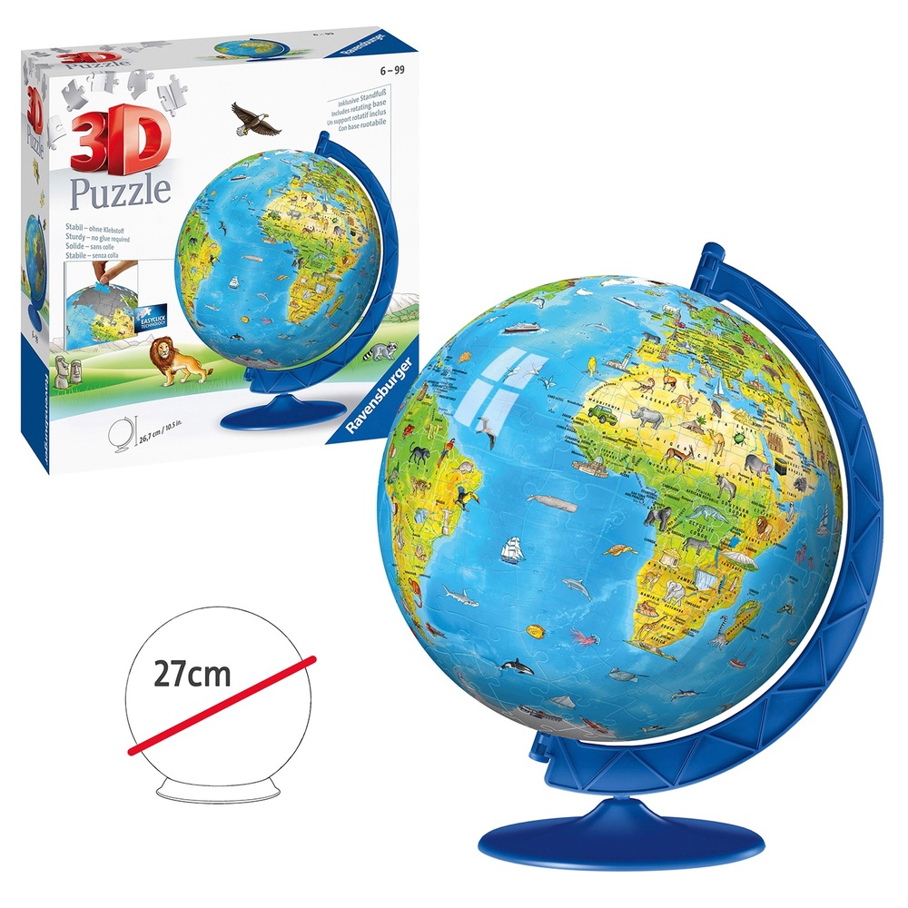 Ravensburger Kinderweltglobus, 180-teiliges 3D-Puzzle