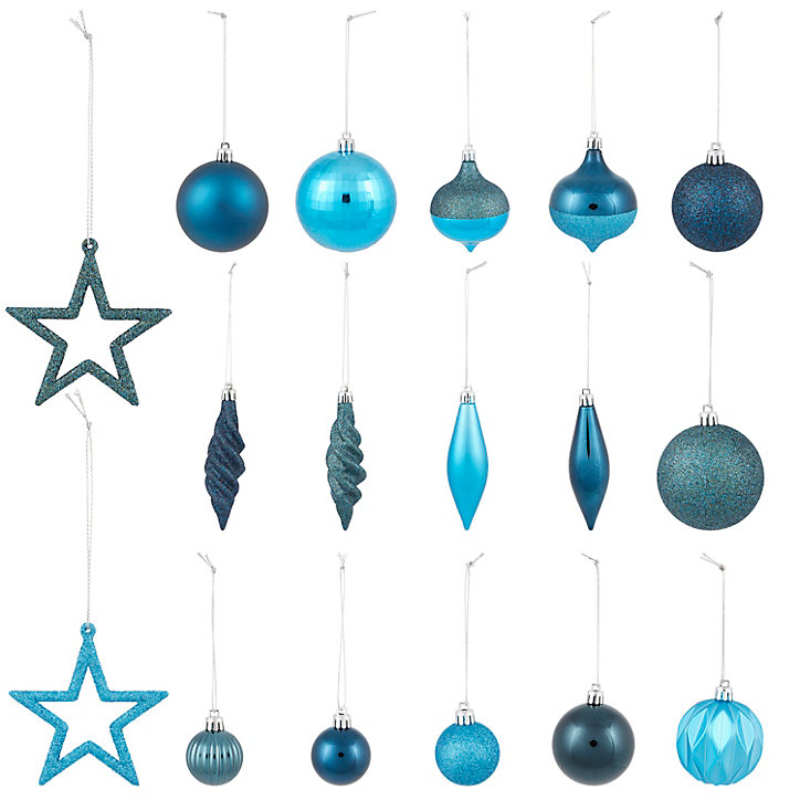 Lot de 40 boules de Noël en plastique bleu 10 modèles