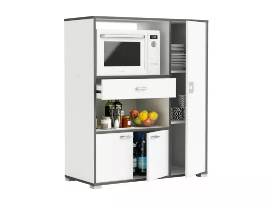 Desserte Micro ondes coloris Blanc mat - 90 x 111,8 x 40 cm