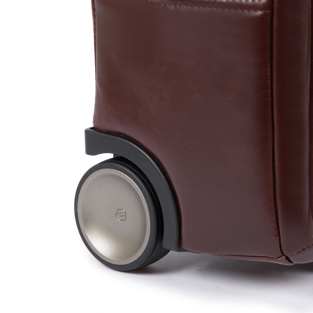 Piquadro Black Square Briefcase with wheels brown