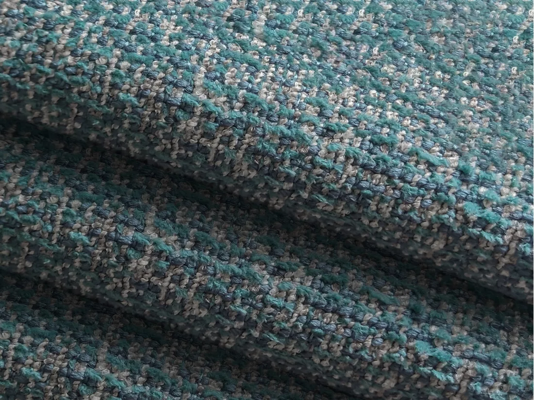 Canapé d'angle panoramique convertible en tissu texturé - jeans - KAPUA