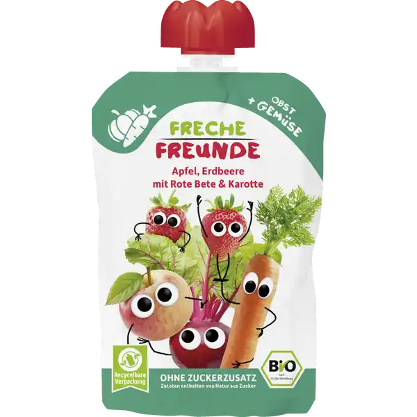 Bio Quetschie Apfel, Erdbeere mit Rote Bete & Karotte