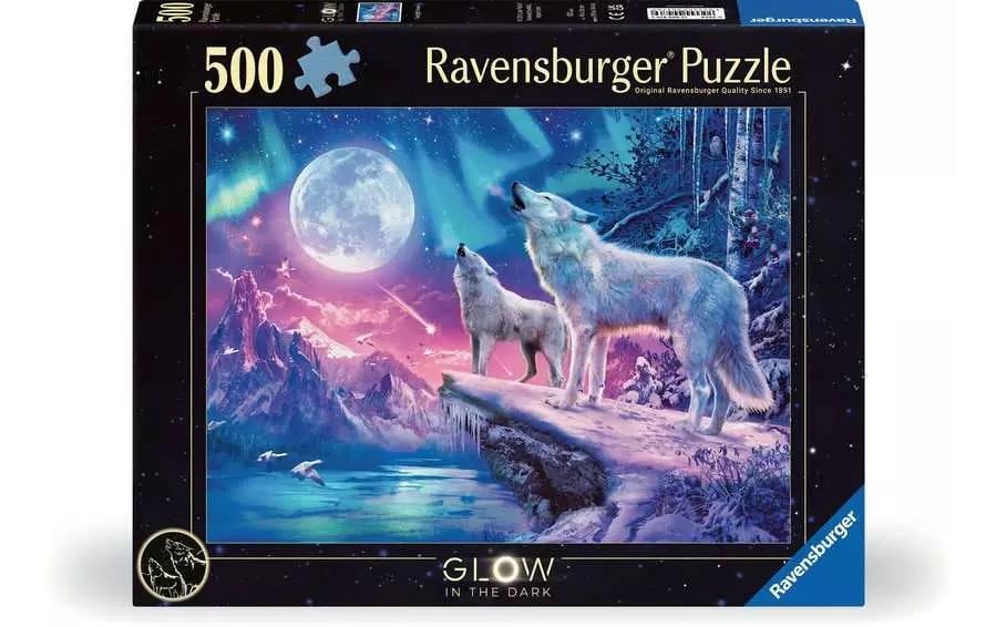 Puzzle Wolf im NordlichtLeuchtpuzzle