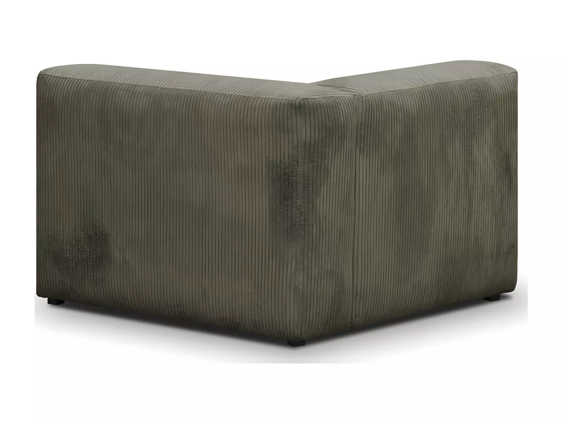 Chauffeuse d'angle à droite modulable en velours côtelé vert kaki - Modulo